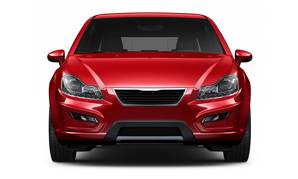 front view of red Honda car