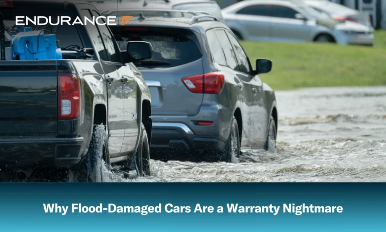 Dos coches circulando por una carretera inundada