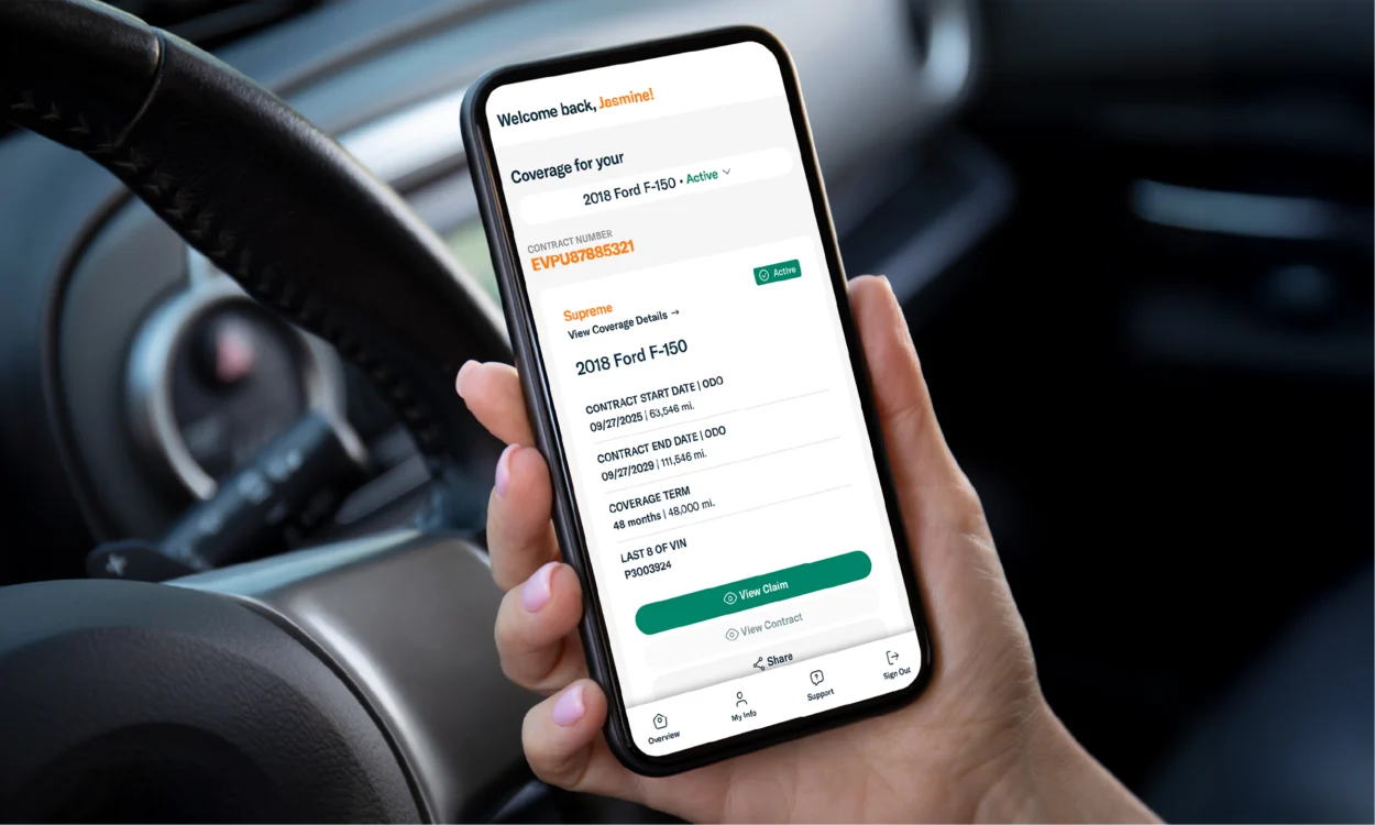 Teléfono celular con portal de clientes Endurance abierto