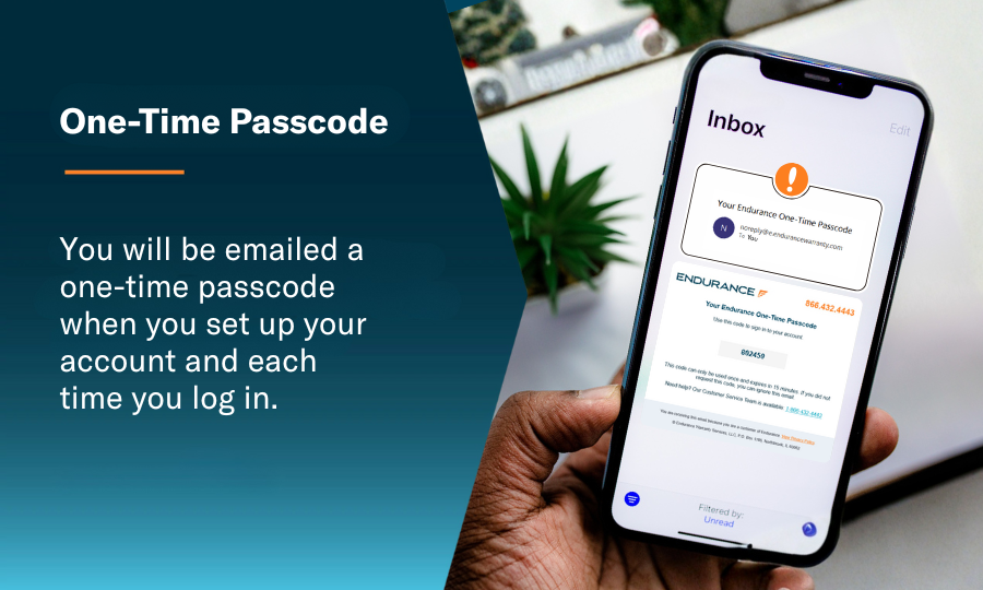A mobile phone displaying the Endurance pass code email