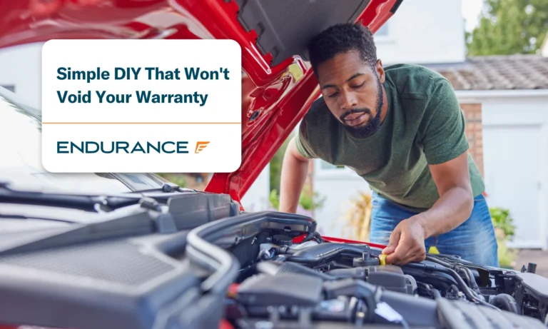 Man working under hood checking car engine oil