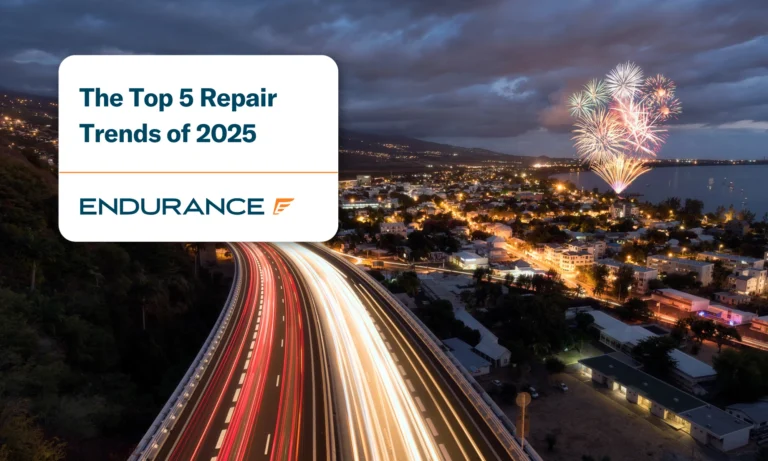 Fireworks over light trails of cars on a highway