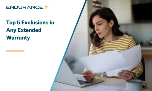 Young woman going through her extended warranty at home