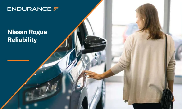 Woman looking at an SUV at a car dealer, Nissan Rogue reliability and transmission issues
